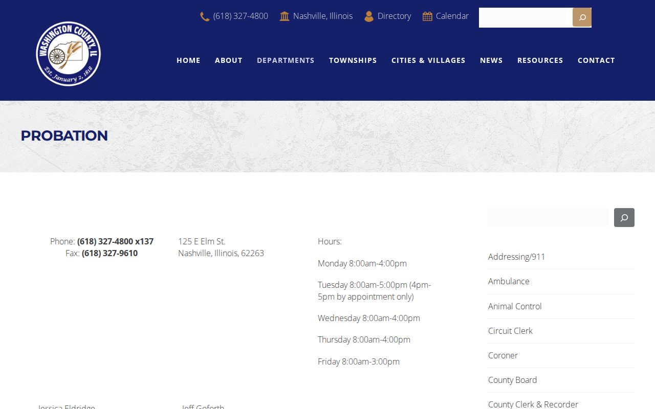 Washington County probation office staff and supervision hours